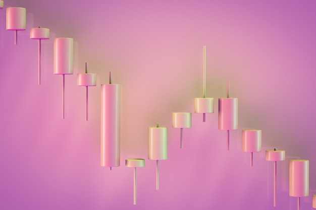 Tableau d'intervalles décoratif montrant les déclins. Vue des bougies japonaises. Thème d'échange