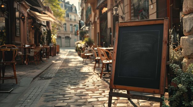 Tableau de menu vide sur le café de rue Mockup pour bannières publicitaires ou conception