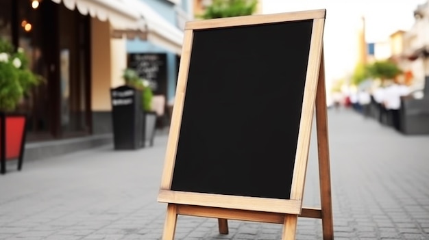 Tableau de menu vide debout dans la rue Generative Ai