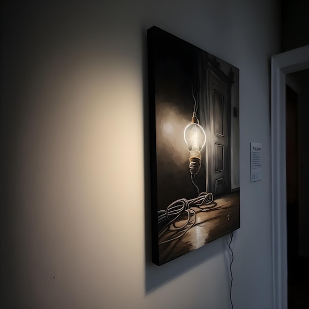 Un tableau sur un mur avec une lumière dessus qui dit "lumière".