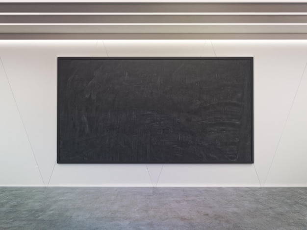 Tableau noir dans une salle en béton