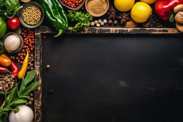 Un tableau noir avec des ingrédients pour une recette