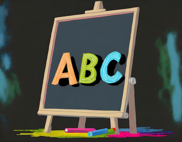 Photo un tableau noir avec des lettres abc colorées dessus