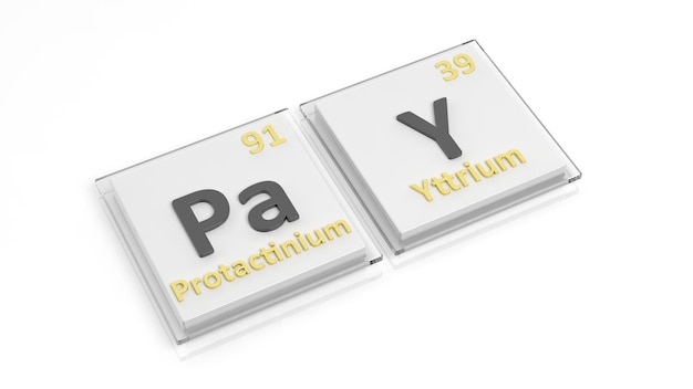Tableau périodique des éléments symboles utilisés pour former le mot Pay isolé sur blanc