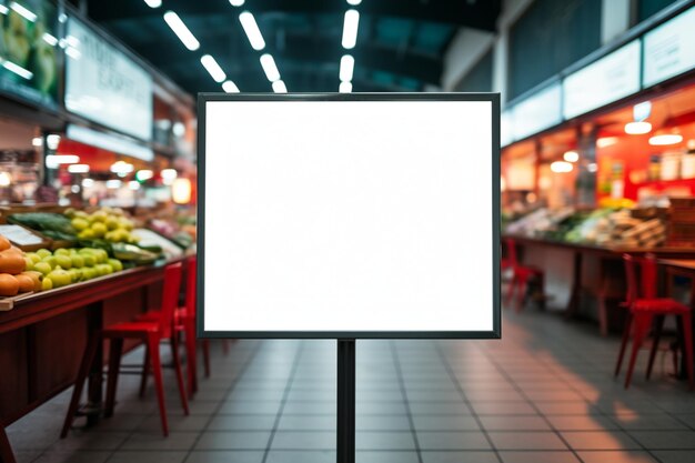 Photo tableau de prix en blanc tableau de publicité dans un supermarché ou un restaurant.