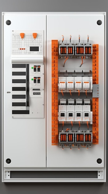 Photo tableau de répartition de tension avec disjoncteurs d'arrière-plan électrique