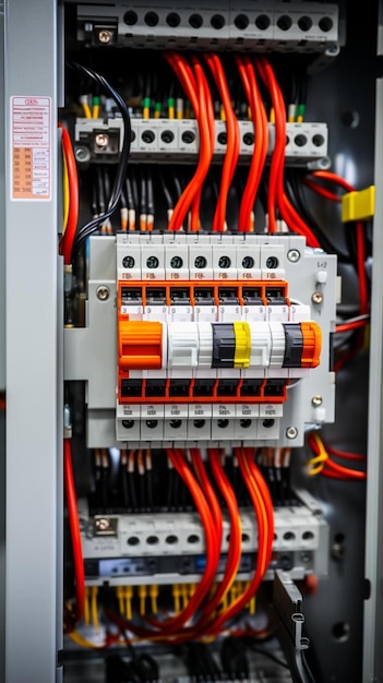 Photo tableau de répartition de tension avec disjoncteurs d'arrière-plan électrique