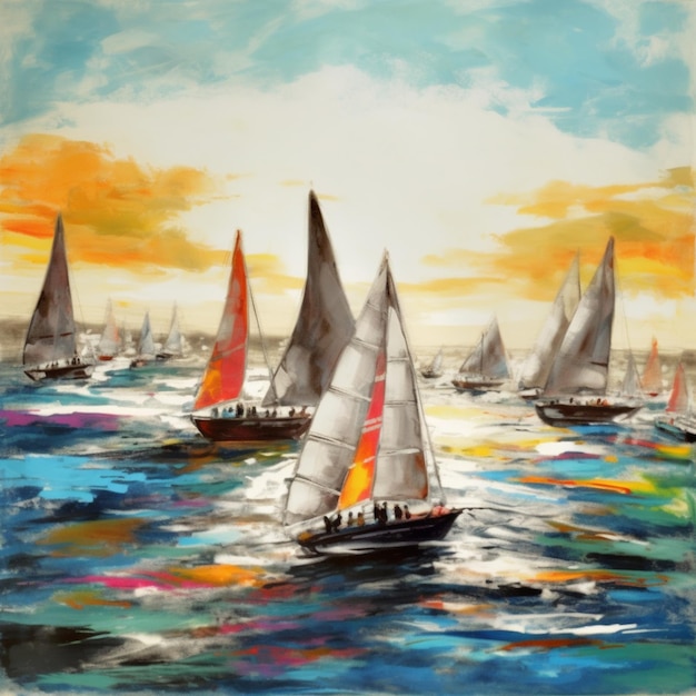 Un tableau de voiliers avec le mot " voile " en bas.