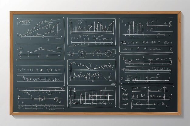 Tableaux blancs avec équations et diagrammes illustration vectorielle dans le style plat