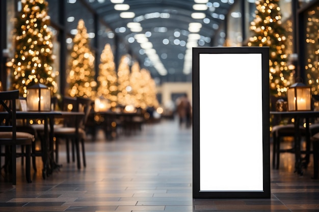 Tableaux de menu dans la maquette du centre commercial de Noël Generative AI