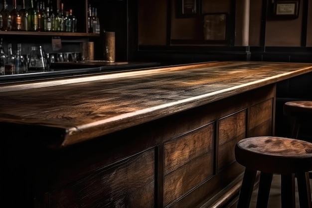 Tables de bar et chaises en bois massif dans le bar