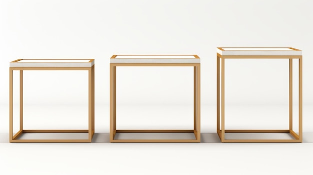 Des tables minimales en or et en laiton avec des surfaces réfléchissantes