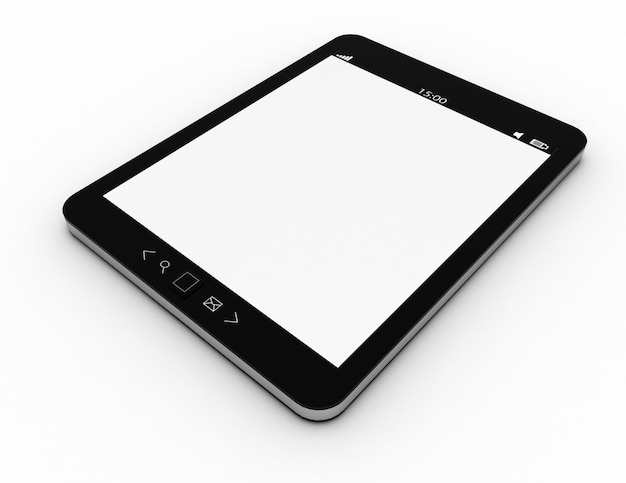 Tablet pc abstrait noir sur fond blanc. illustration de rendu 3D