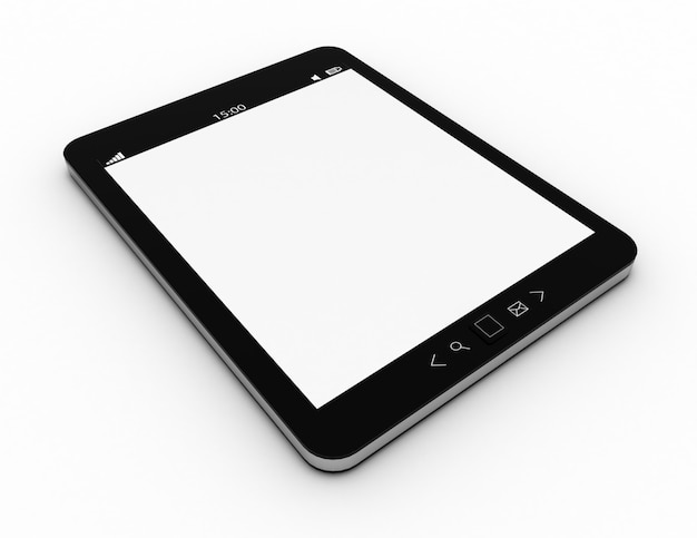 Tablet pc abstrait noir sur fond blanc. illustration de rendu 3D