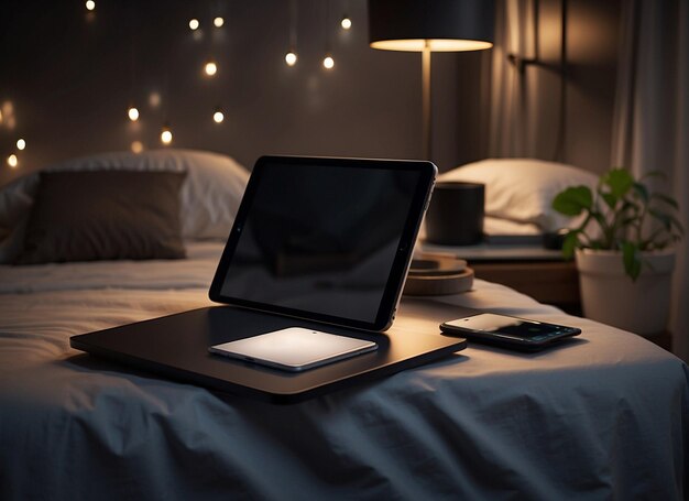 Photo une tablette au lit la fusion parfaite entre repos et connectivité idéale pour n'importe quel style de vie