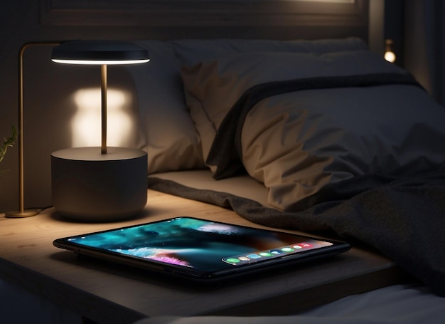 Photo une tablette au lit la fusion parfaite entre repos et connectivité idéale pour n'importe quel style de vie