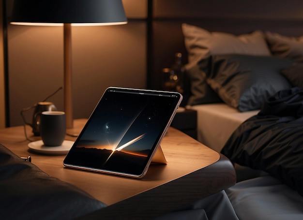 Photo une tablette au lit la fusion parfaite entre repos et connectivité idéale pour n'importe quel style de vie
