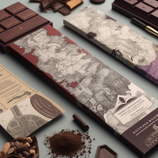 Photo une tablette de chocolat avec une carte des chocolats