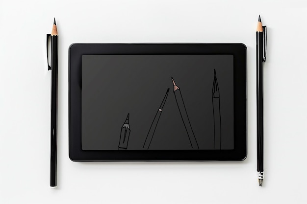 Photo tablette de dessin numérique sur fond blanc