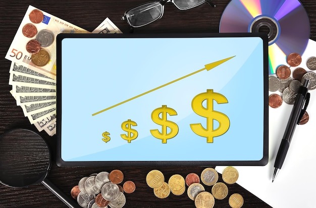 Tablette avec graphique en dollars