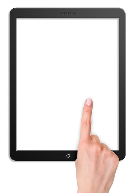 Tablette d'ordinateur moderne avec écran blanc