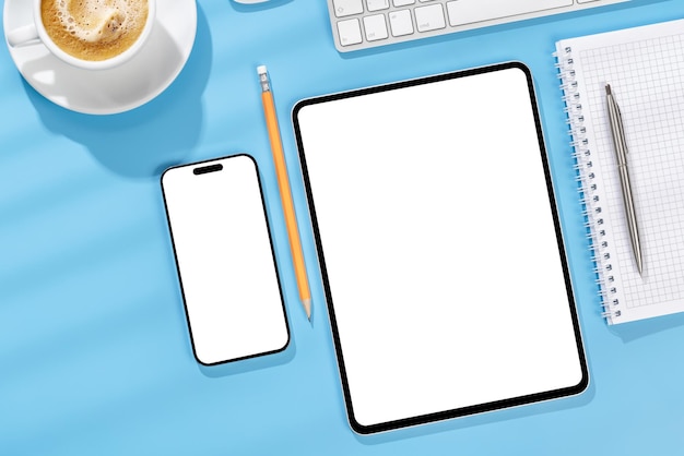 Tablette et smartphone avec écran vide