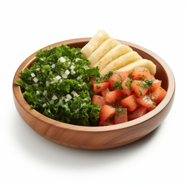 Photo tabouli salade traditionnelle faite avec du bulgur, du blé, du persil, de la menthe, des tomates et du jus de citron