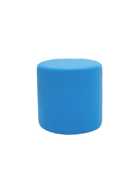 tabouret rembourré cylindrique bleu moderne inhabituel rembourré avec un tissu doux dans un style strict isolé