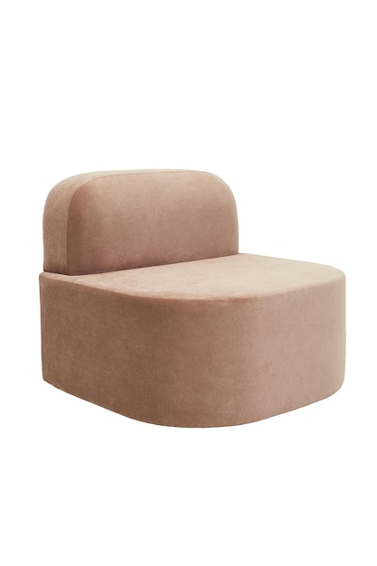 Tabouret rembourré rose moderne inhabituel recouvert de tissu sur fond blanc