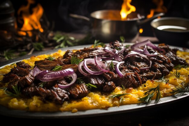 Photo tacacho con cecina pâté de bananes avec viande sautée