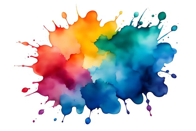 Une tache d'aquarelle colorée isolée sur un fond blanc