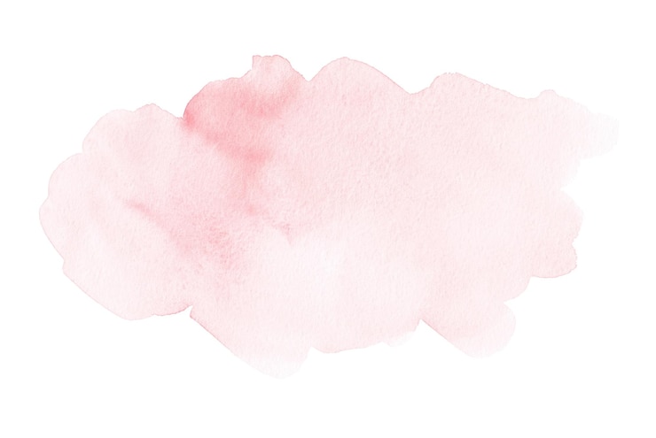 Photo tache aquarelle rose pastel abstraite sur fond blanc