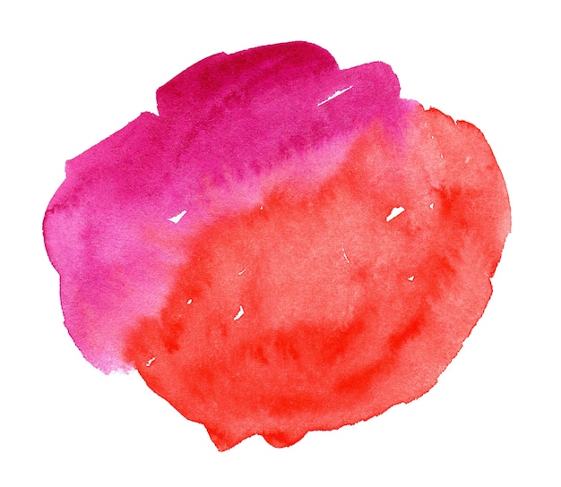 Tache d'aquarelle rouge et rose dessinée à la main