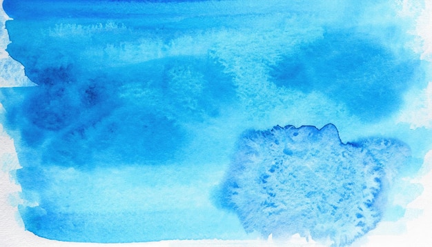 Tache bleue aquarelle abstrait peint à la main fond texturé