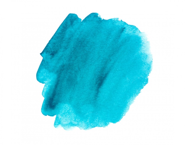 Tache bleue aquarelle abstraite isolée sur blanc