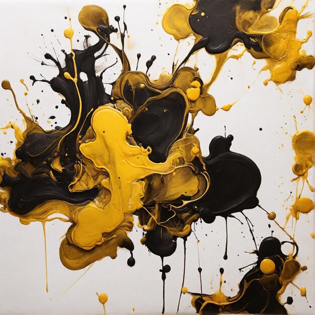 Tache d'encre jaune foncé sur fond blanc