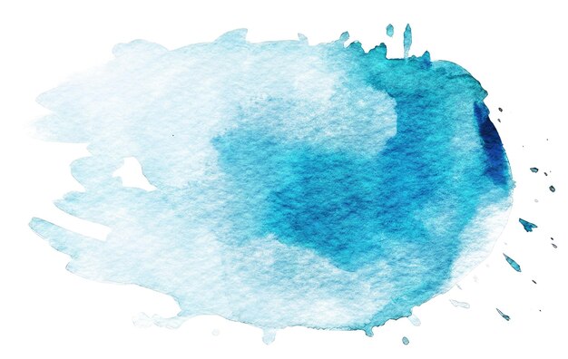 Tache de peinture à l'aquarelle bleue isolée sur fond blanc