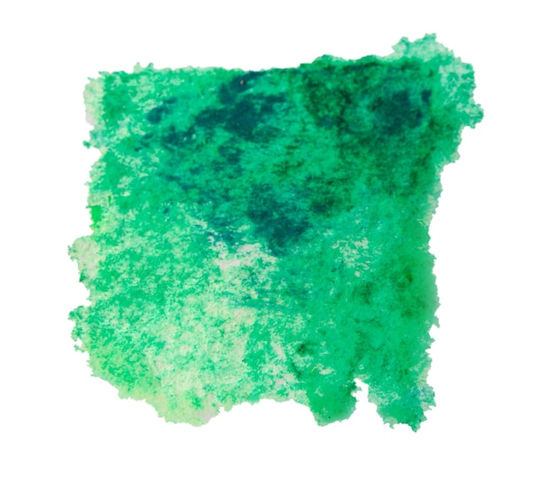 Tache de peinture aquarelle verte isolée sur blanc