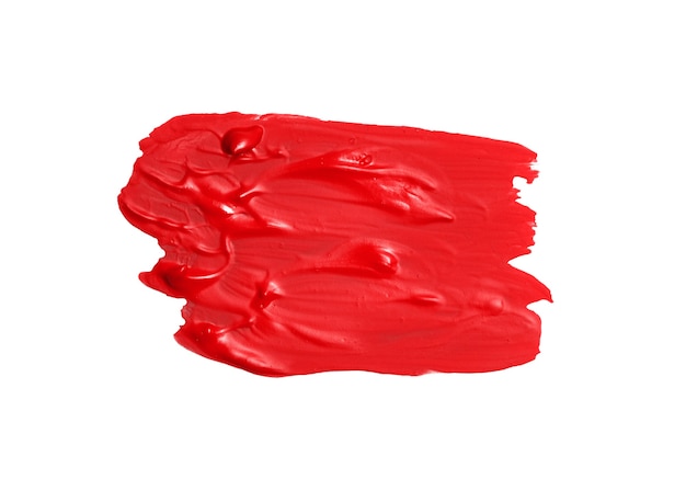 Tache de peinture à l'huile rouge isolé sur fond blanc