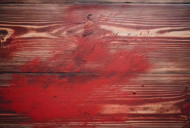 Photo une tache de peinture rouge sur une table dans le style de la texture rustique