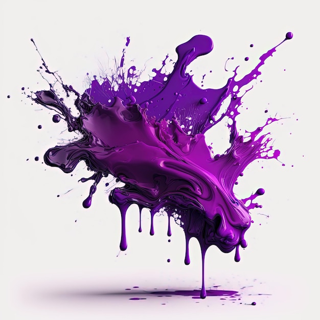 Tache de peinture violette et éclaboussures de peinture