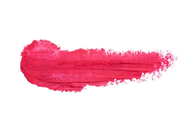 Tache de rouge à lèvres rouge isolé sur fond blanc Échantillon de produit de maquillage taché