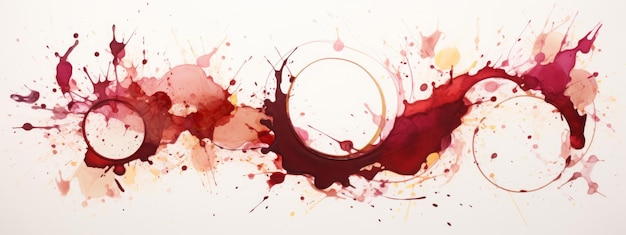 Photo tache de vin rouge aquarelle marque de verre cercle d'anneau boisson isolée fond goutte tache d'alcool blanc