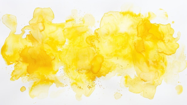 Photo des taches d'aquarelle en jaune sur un fond blanc ai générative