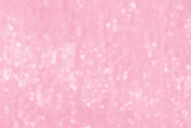 Taches brillantes en forme de coeur Bokeh fond rose délicat Rideau décoratif en flou