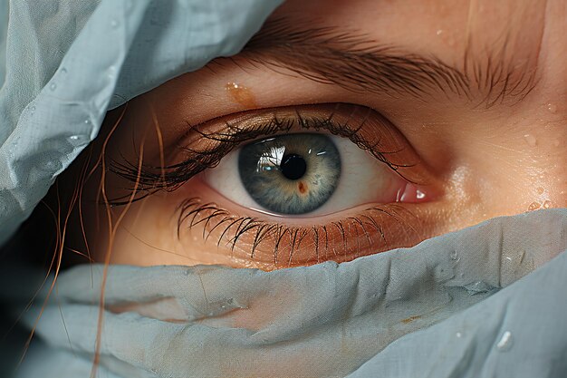 Photo les taches de rousseur aux yeux bleus.