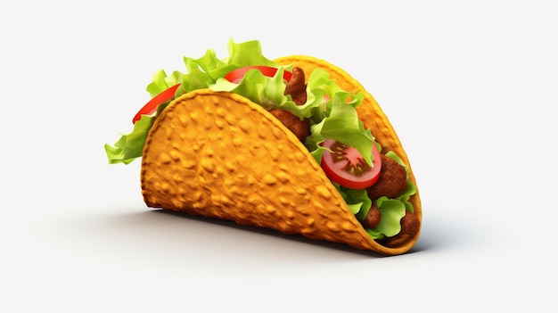 Taco 3D isolé sur fond blanc