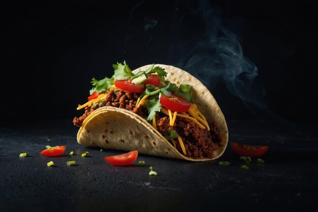 Un taco sur un fond sombre