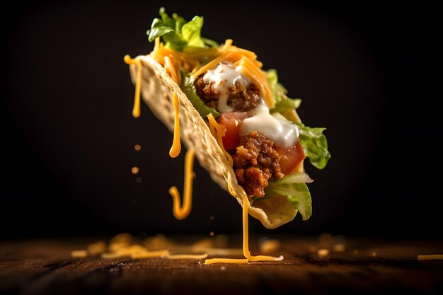 Taco avec poulet au fromage tomate et sauce