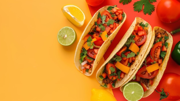 un taco qui a différents fruits et légumes dessus